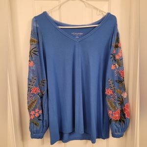 Soft Surroundings embroidered sleeve top